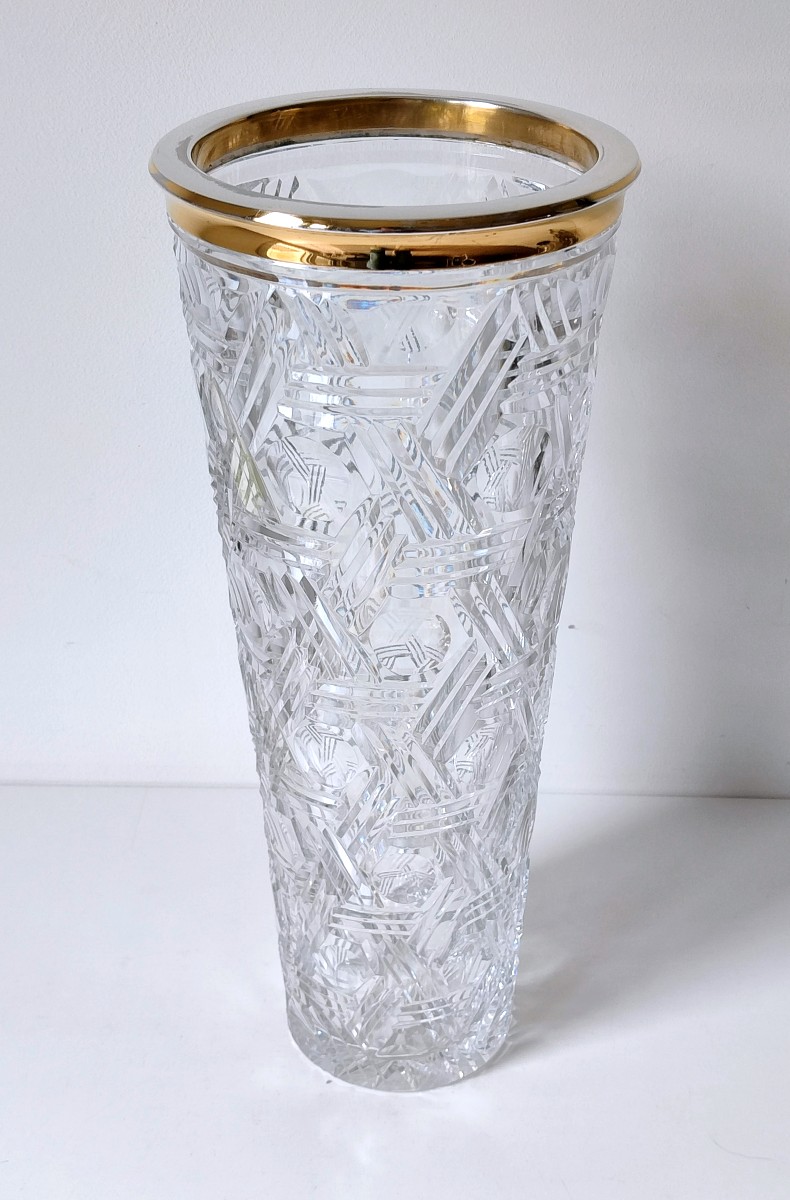 Vase en cristal et argent massif -photo-2