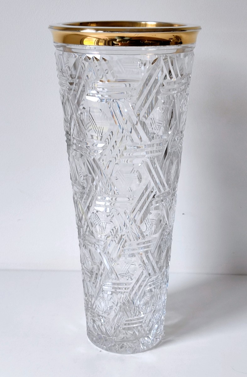 Vase en cristal et argent massif 