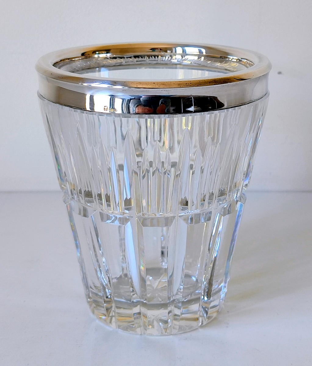 Vase en cristal et argent massif 