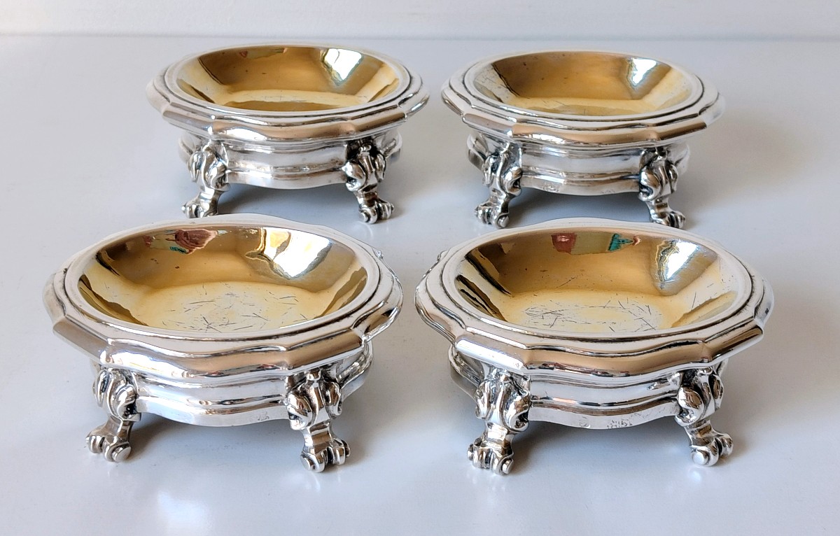 Quatre salières en argent massif Bruxelles 1734-1737 -photo-2