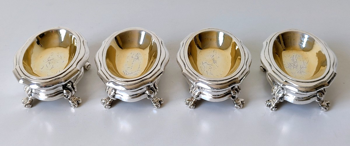 Quatre salières en argent massif Bruxelles 1734-1737 -photo-4