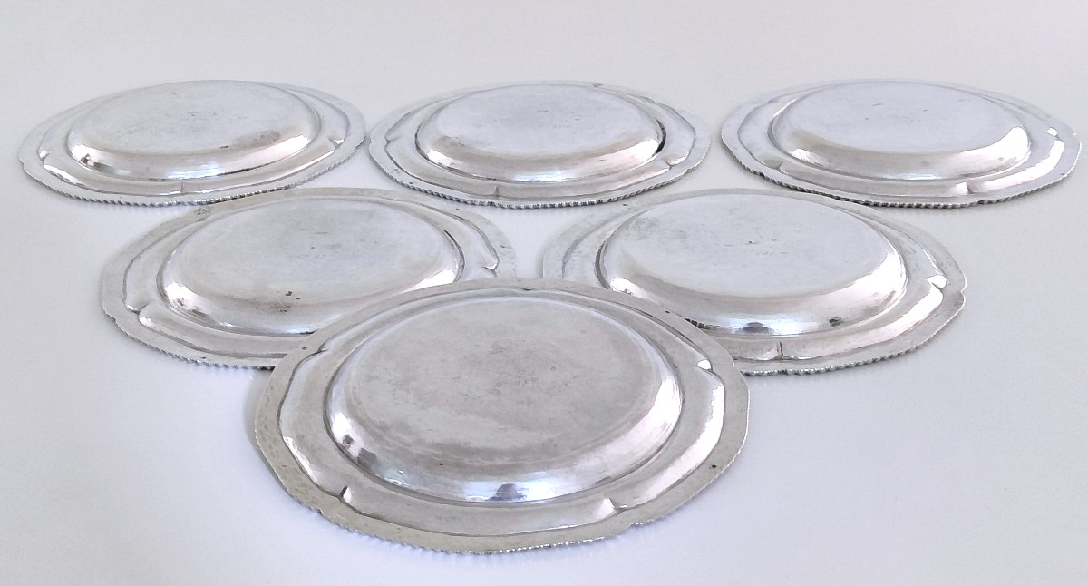 Six assiettes en argent massif avec les armoiries du Grand-Duché Mecklenbourg-Schwerin -photo-6