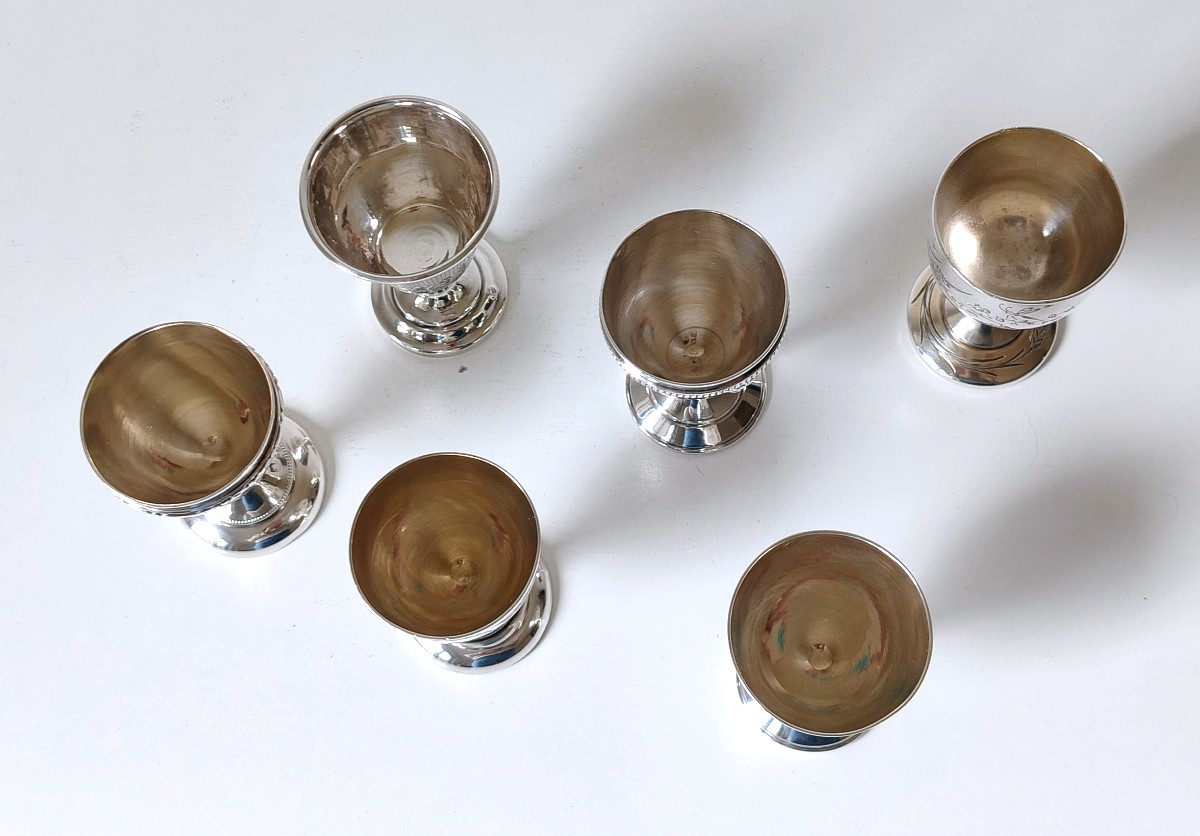 Six coquetiers en argent massif -photo-4