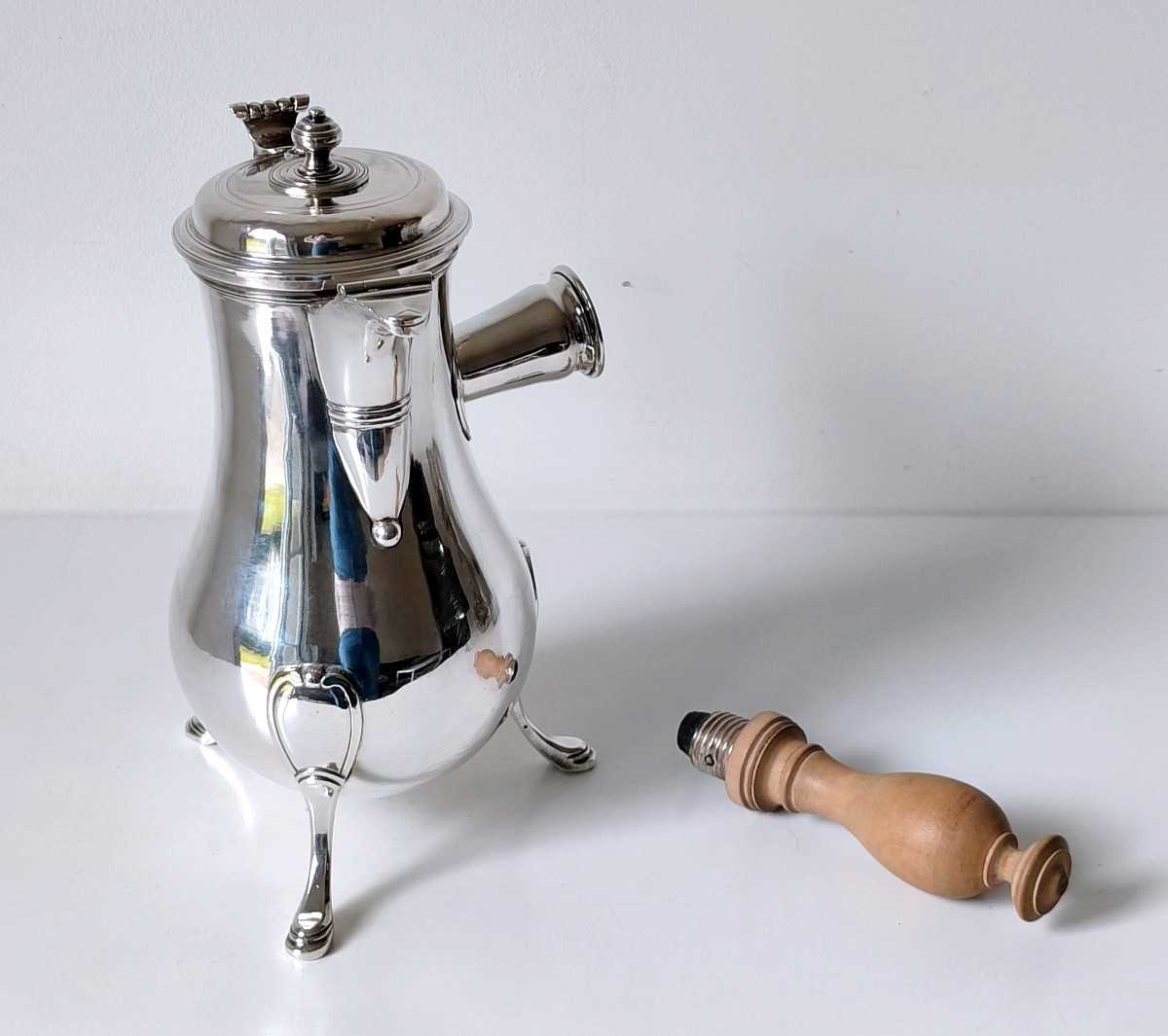 Solid Silver Chocolate Pot, Paris 1769-photo-3