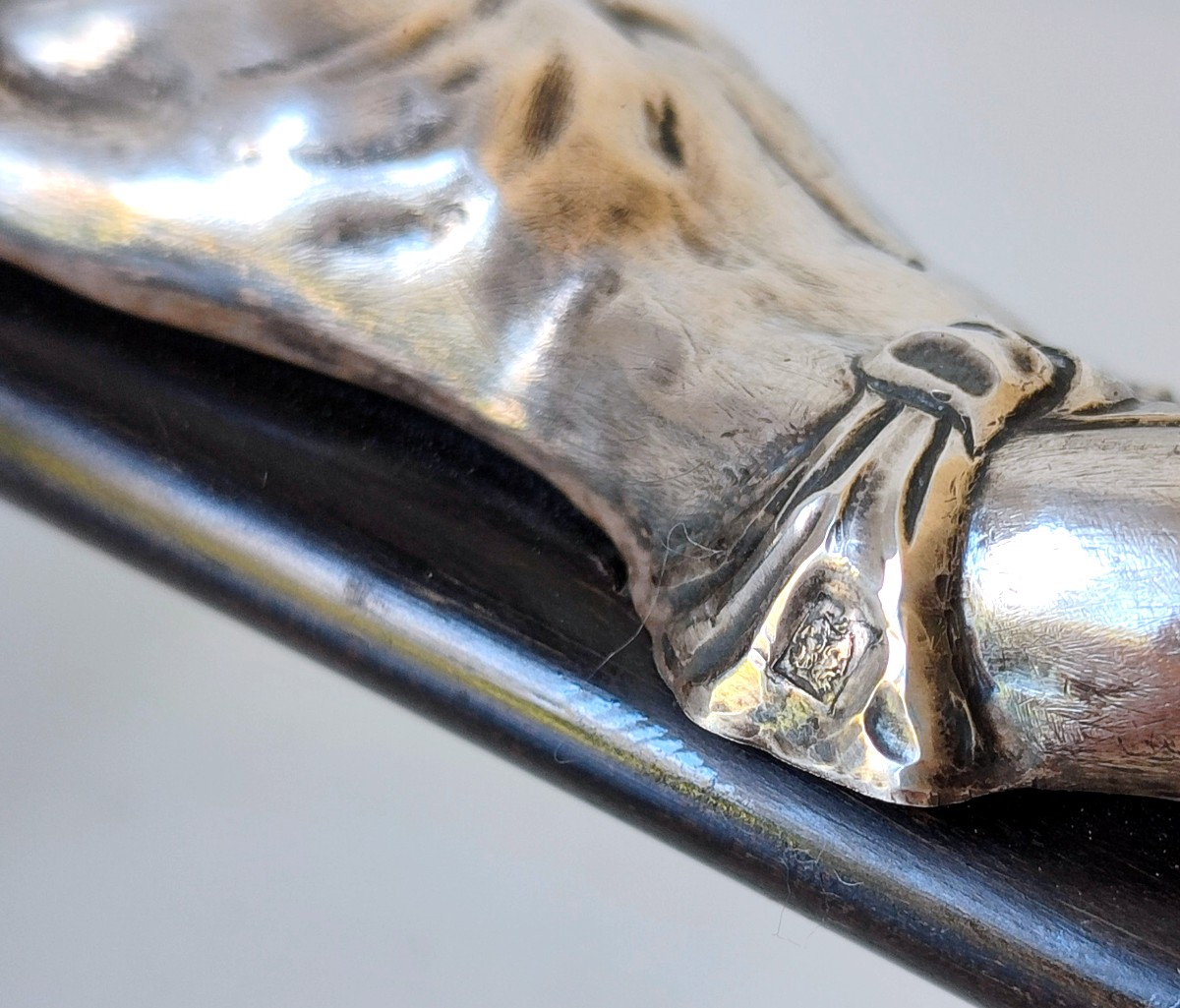 Crucifix In Solid Silver And Wood Ghent 1840-photo-6