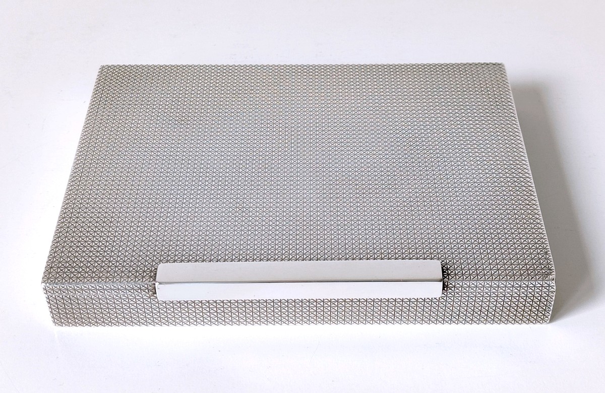 Boîte à cigares art deco en argent massif -photo-2