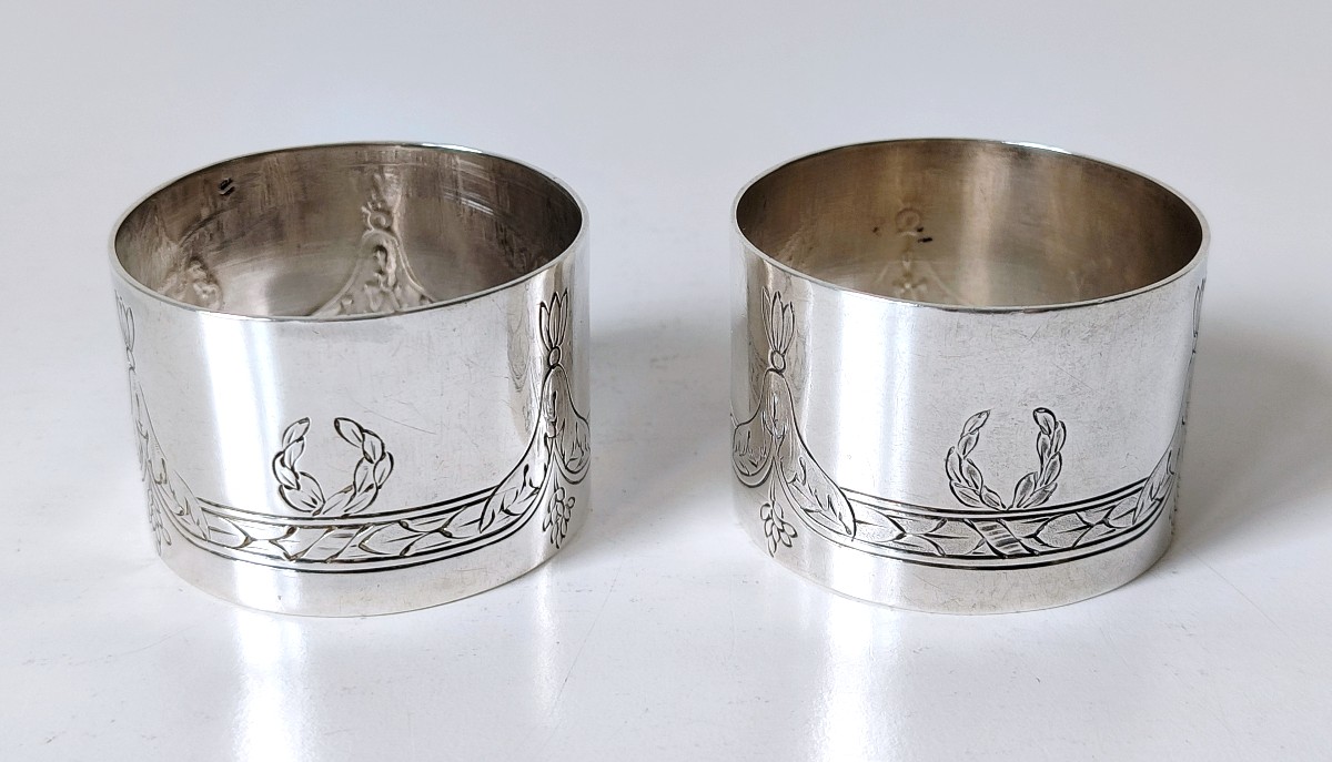 Un couple de ronds de serviette en argent massif Puiforcat -photo-4