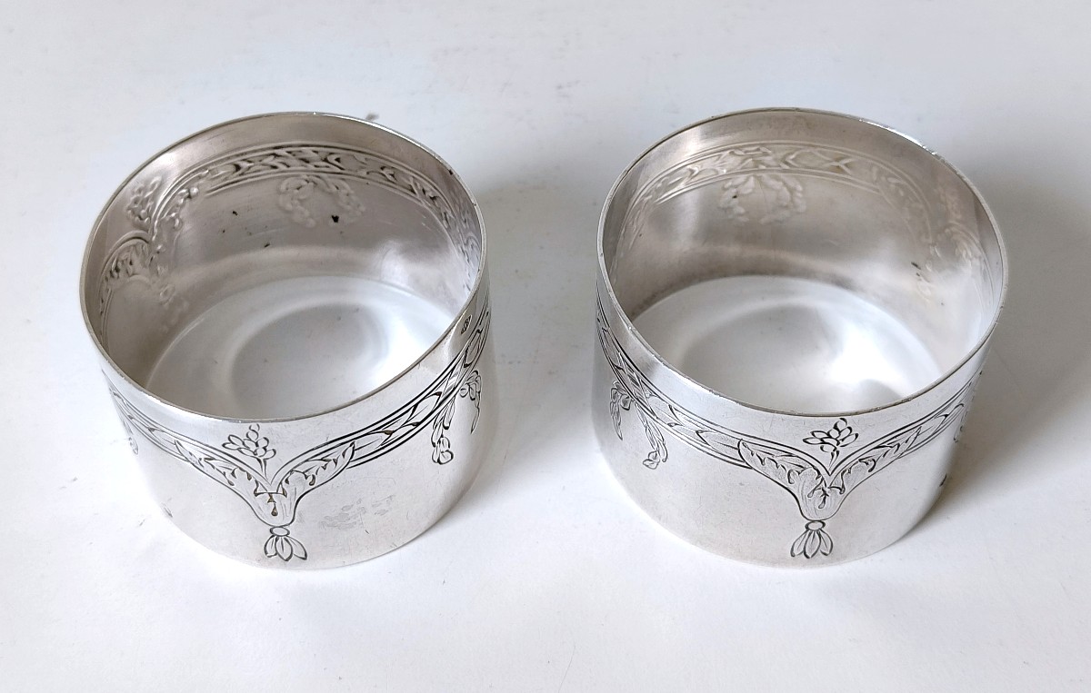 Un couple de ronds de serviette en argent massif Puiforcat -photo-1