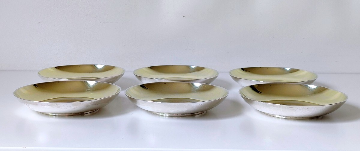 Six  rince-doigts , coupelles en argent massif Liège 1820-1858