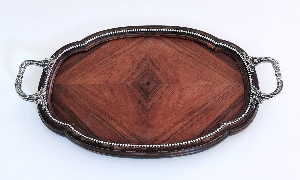Solid Silver And Wood Serving Tray-photo-2