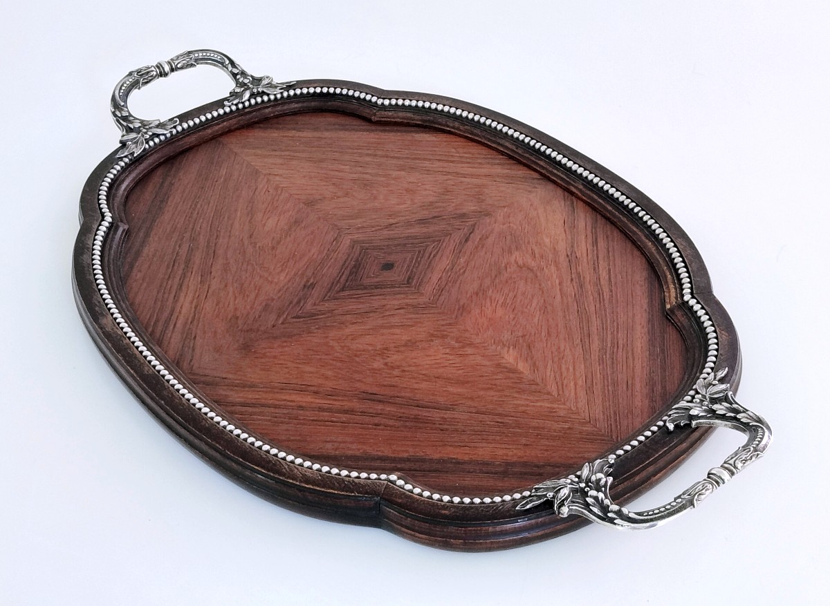 Solid Silver And Wood Serving Tray-photo-3