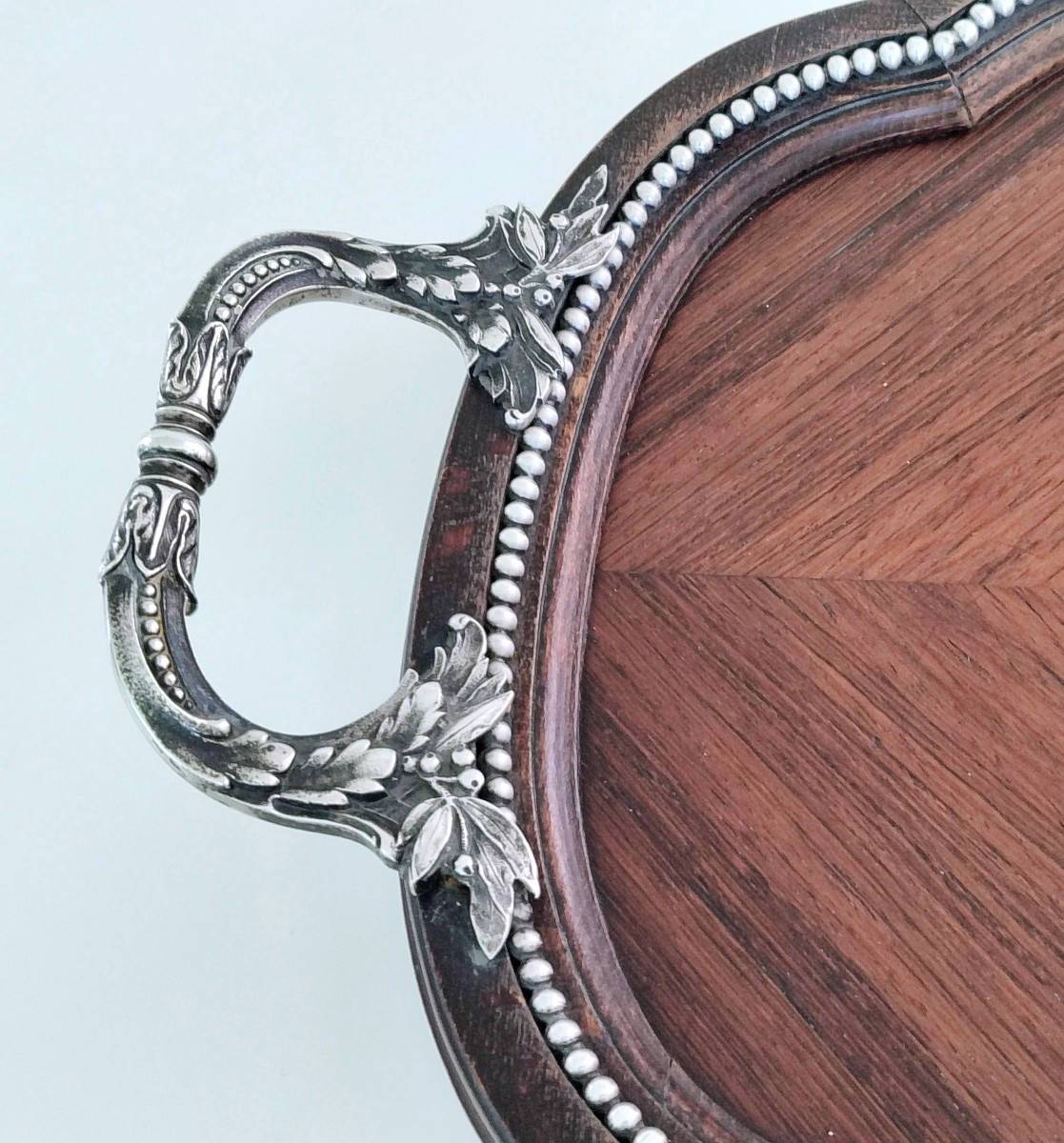 Solid Silver And Wood Serving Tray-photo-4