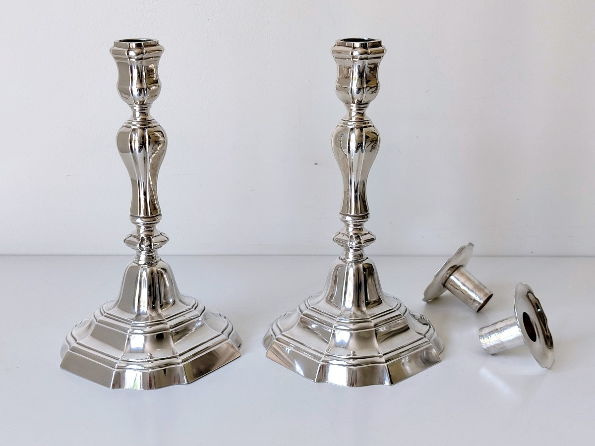 A Pair Of Silver Candlesticks Bruges 1774-photo-3