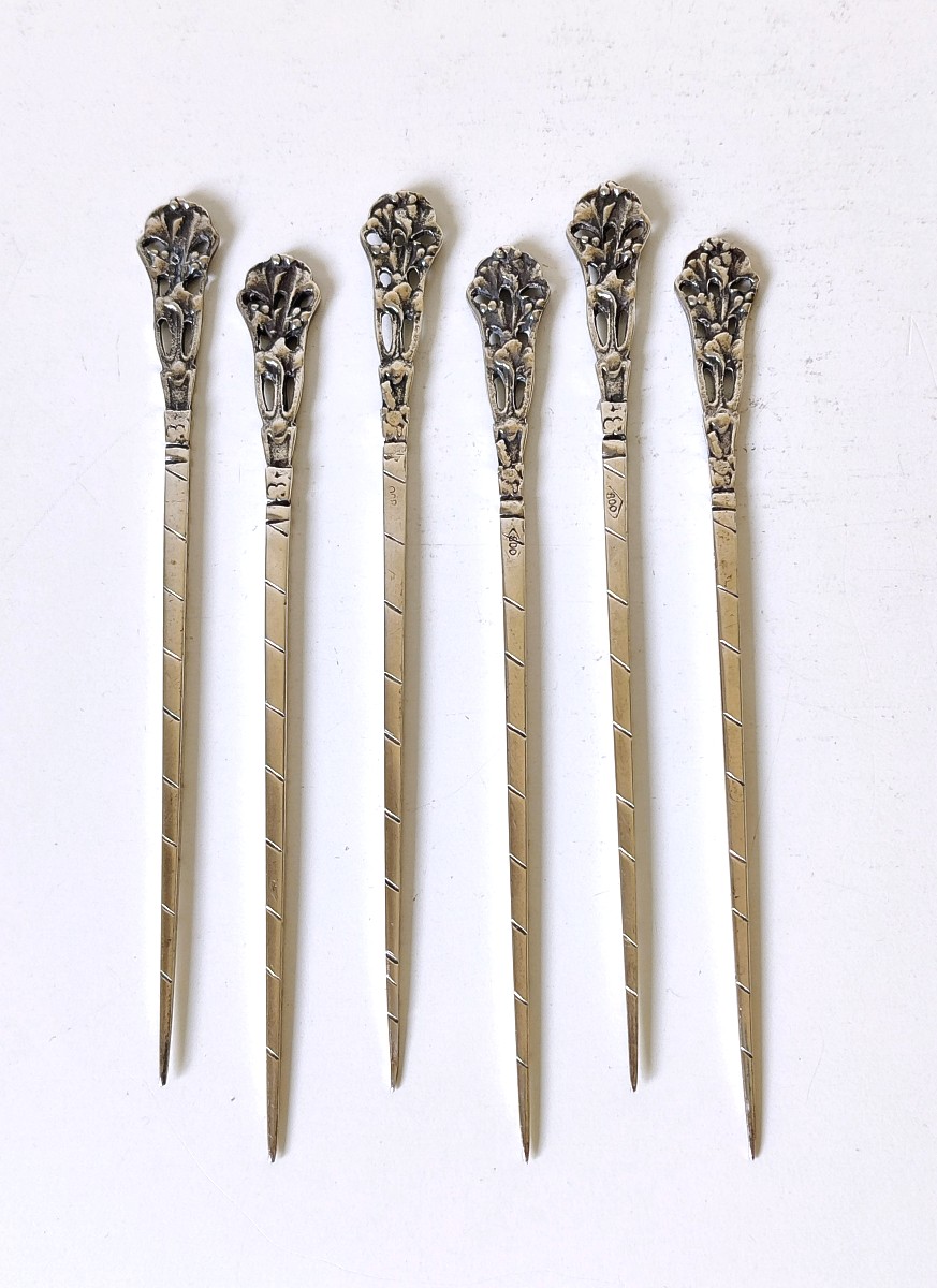 Six Cocktail Picks In Sterling Silver-photo-2