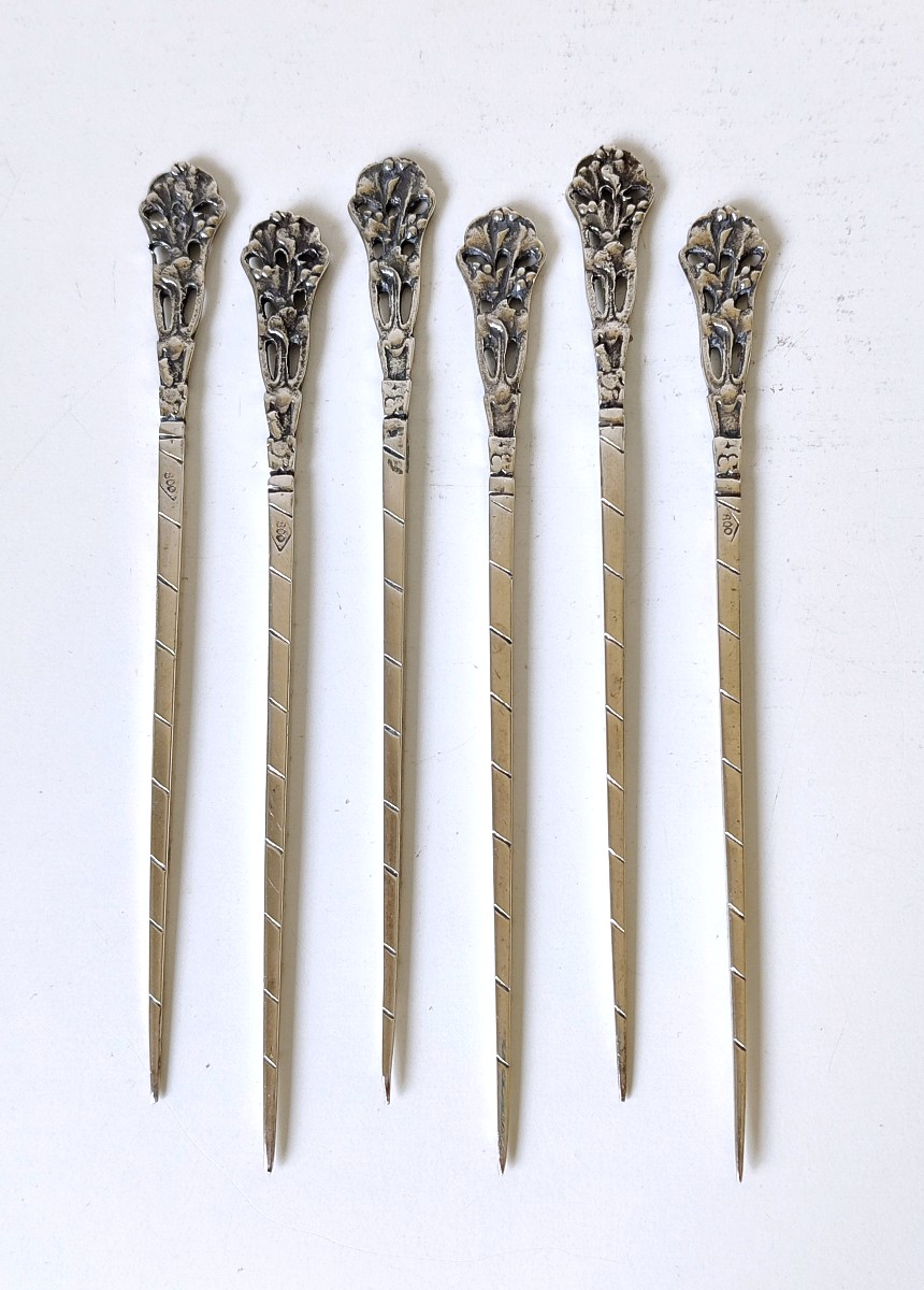 Six Cocktail Picks In Sterling Silver