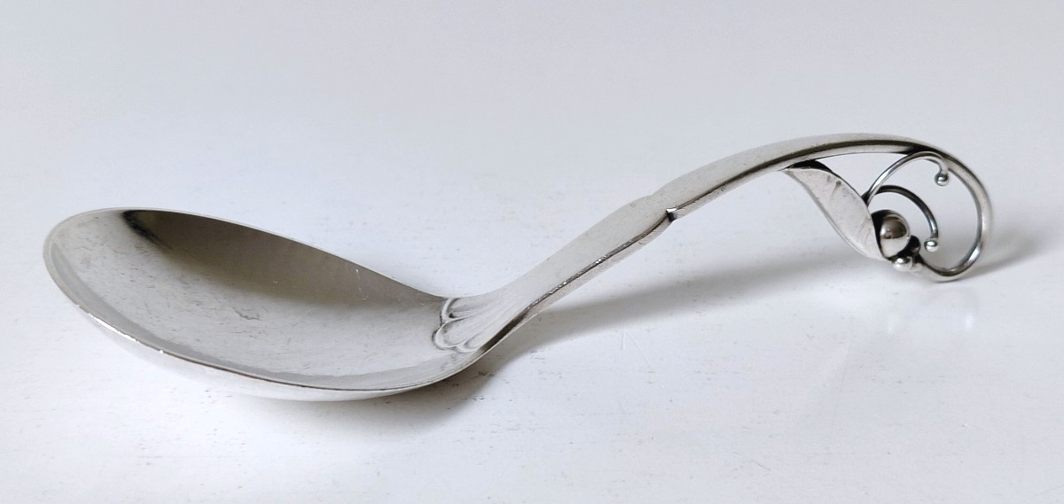 Cuillère à servir art nouveau en argent massif Georg Jensen -photo-2