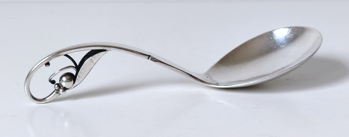 Cuillère à servir art nouveau en argent massif Georg Jensen -photo-3