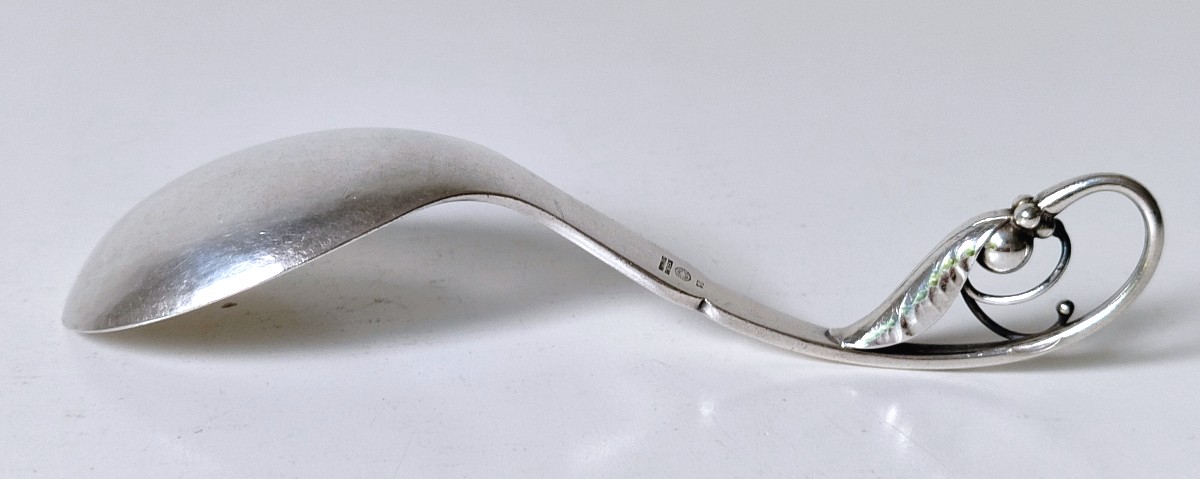Cuillère à servir art nouveau en argent massif Georg Jensen -photo-1
