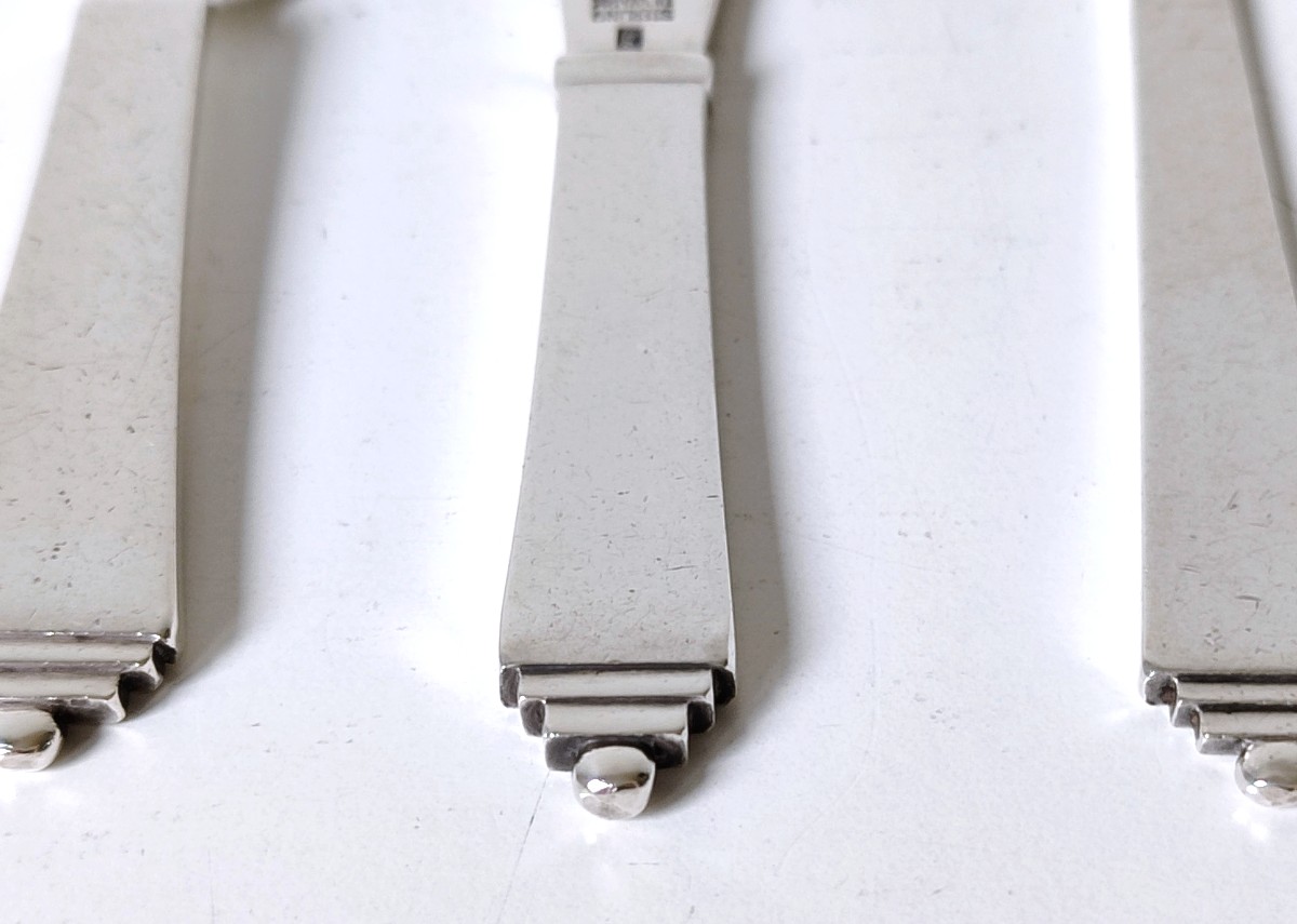 Georg Jensen Sterling Silver Children's Cutlery, Pyramid Pattern-photo-4