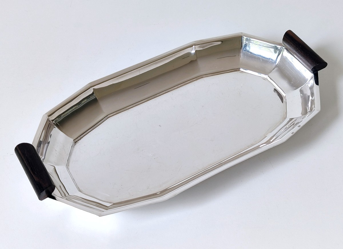 Panier art deco en argent massif et ébène -photo-2