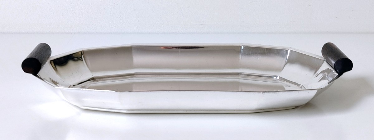 Panier art deco en argent massif et ébène -photo-3