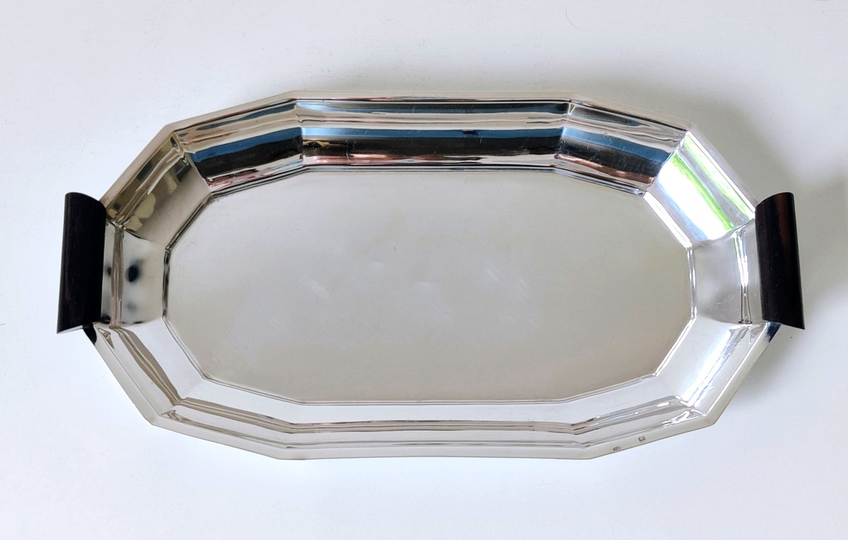 Panier art deco en argent massif et ébène -photo-4