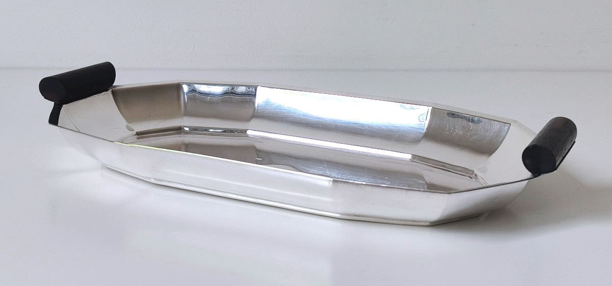 Panier art deco en argent massif et ébène -photo-1