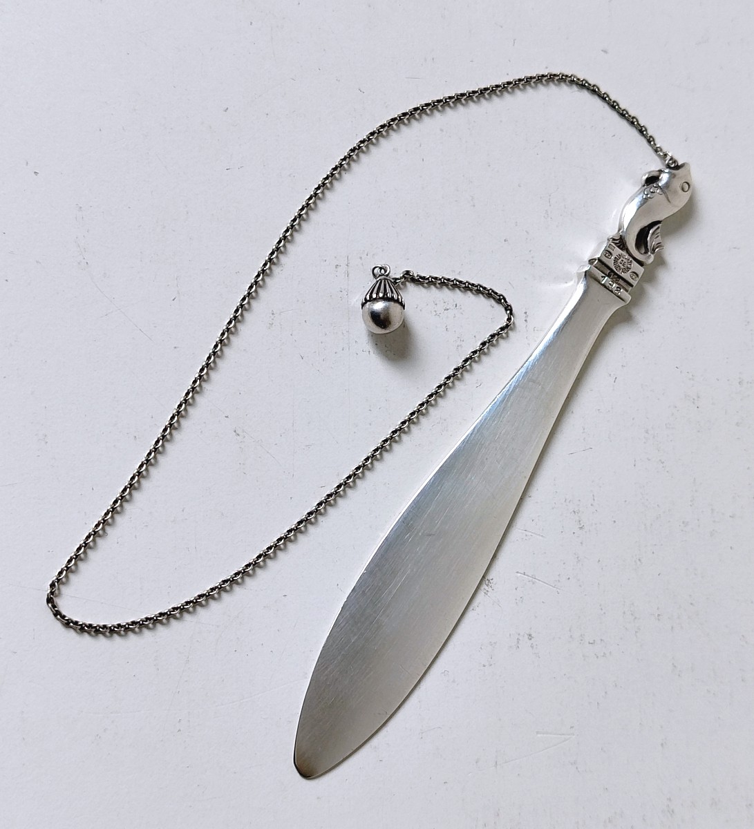 Ouvre lettre avec marque-page en argent massif Georg Jensen -photo-3