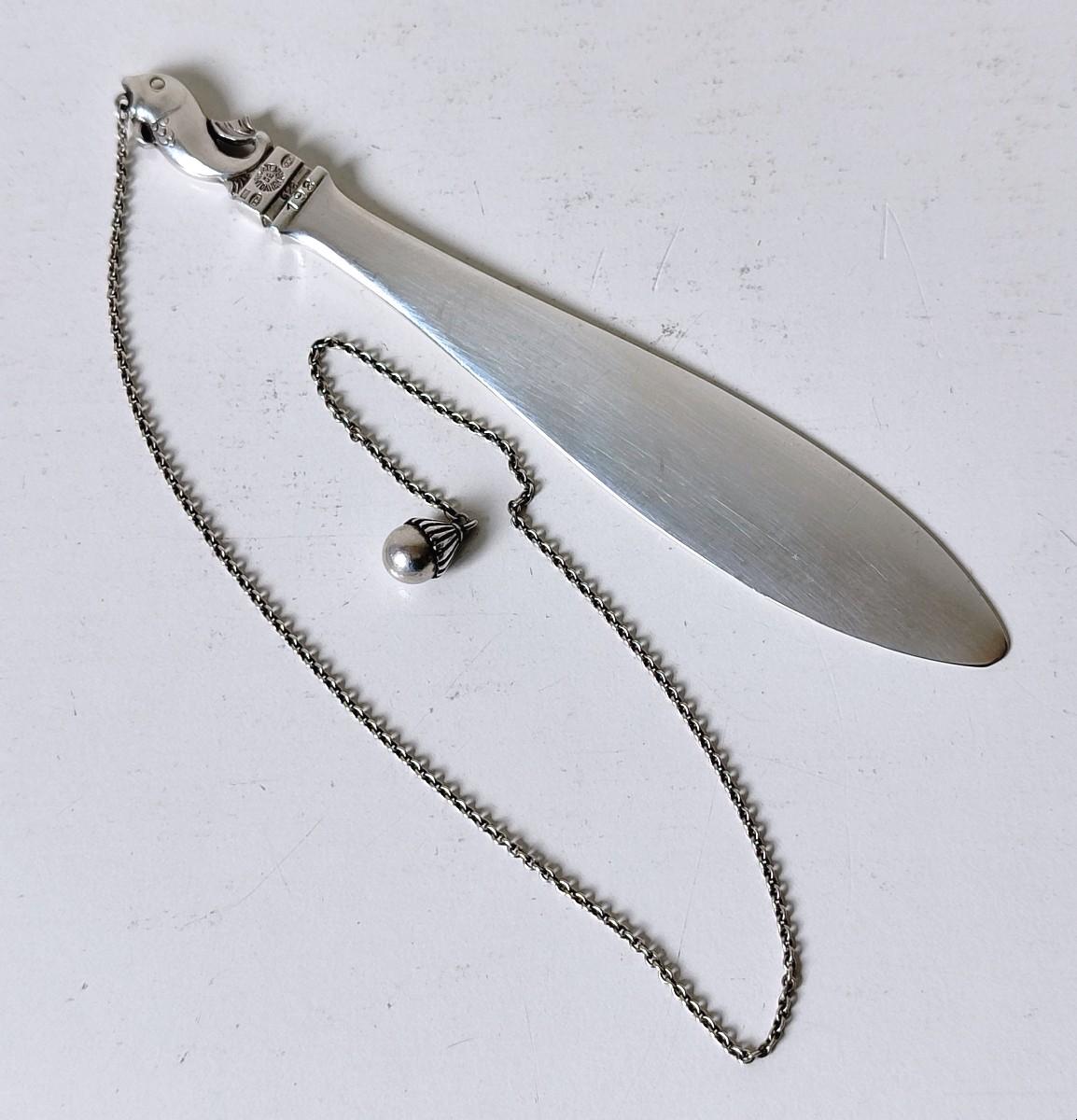 Ouvre lettre avec marque-page en argent massif Georg Jensen -photo-4