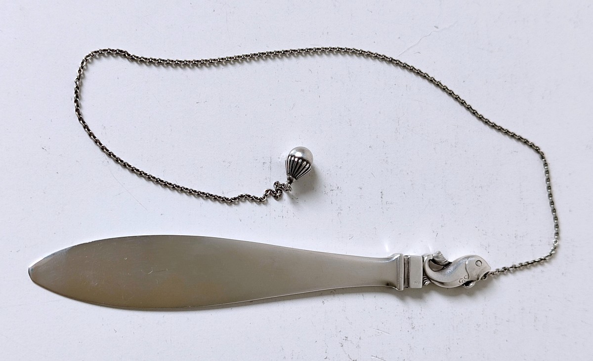 Ouvre lettre avec marque-page en argent massif Georg Jensen -photo-2
