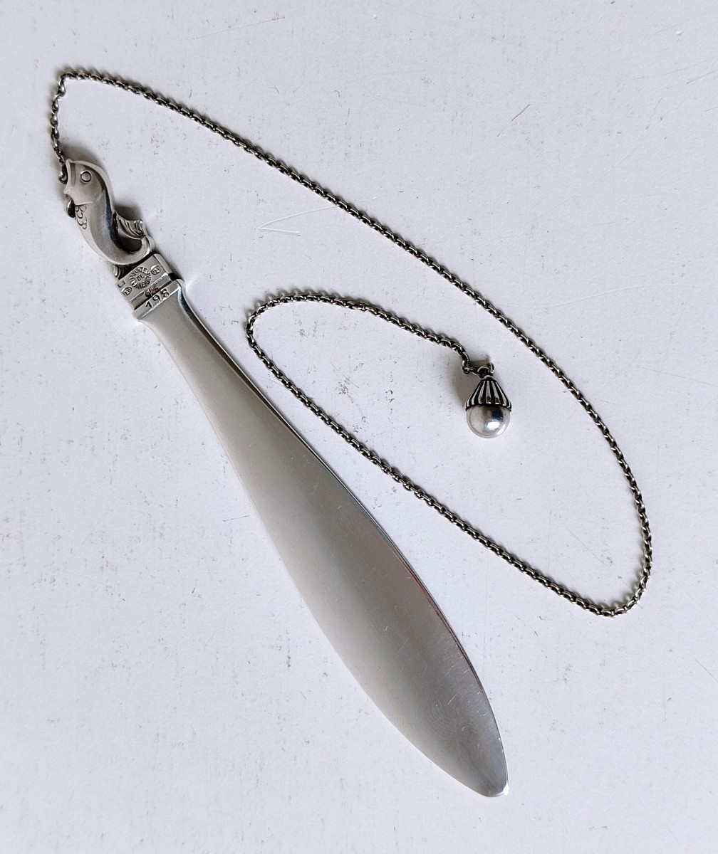 Ouvre lettre avec marque-page en argent massif Georg Jensen -photo-1