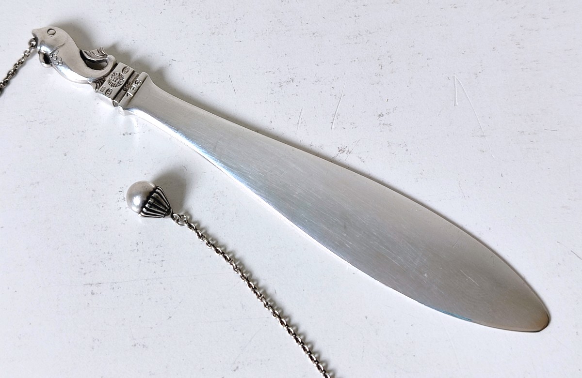 Ouvre lettre avec marque-page en argent massif Georg Jensen -photo-2