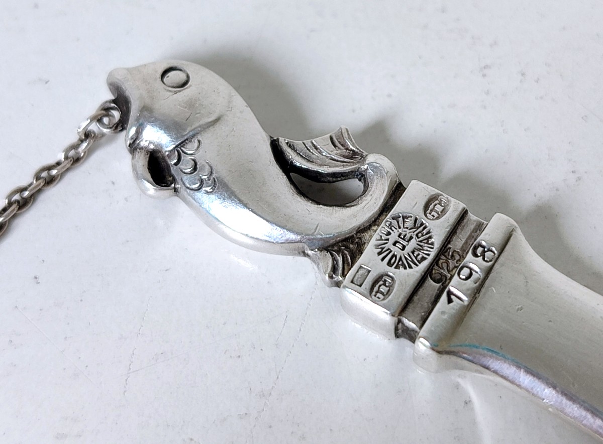 Ouvre lettre avec marque-page en argent massif Georg Jensen -photo-3