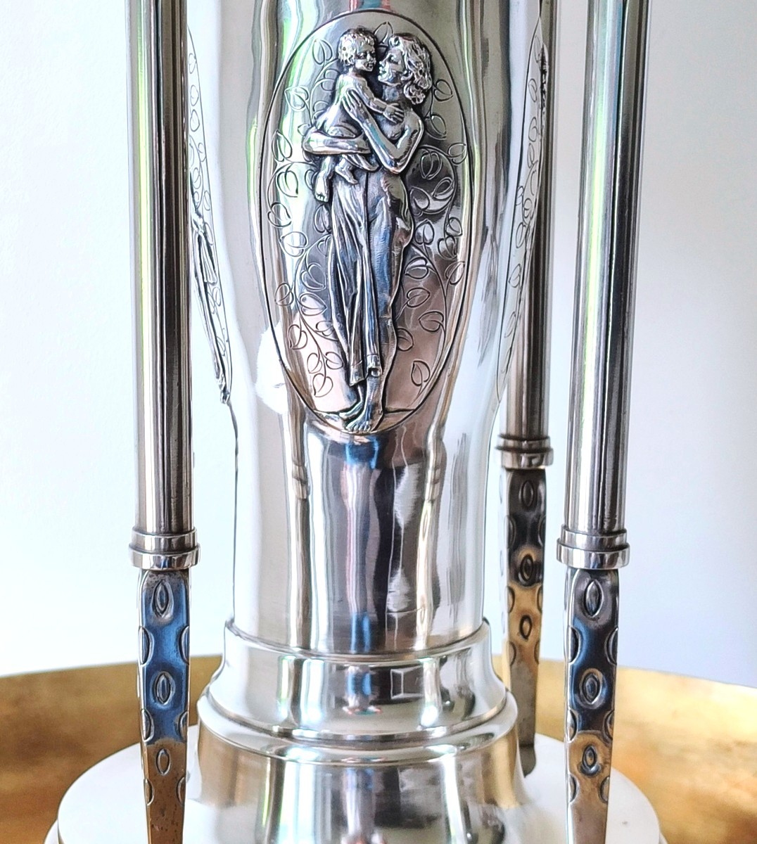 Centre de table art nouveau en argent massif -photo-2