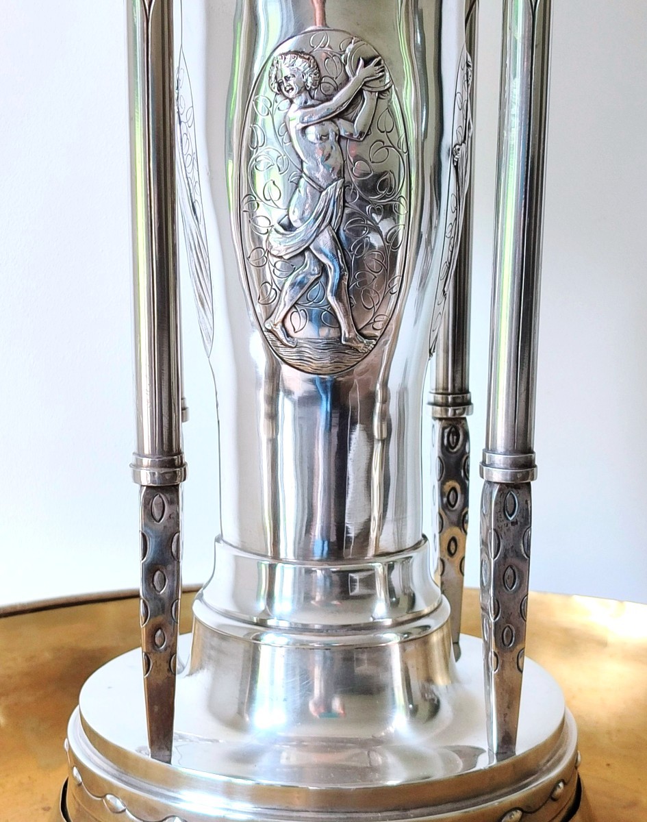 Centre de table art nouveau en argent massif -photo-3
