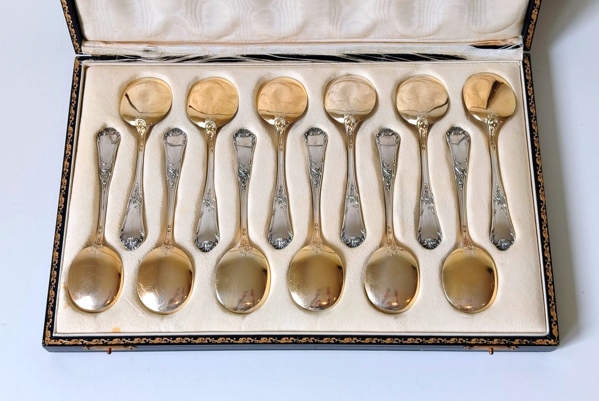 Twelve Sterling Silver Ice Cream Spoons-photo-2
