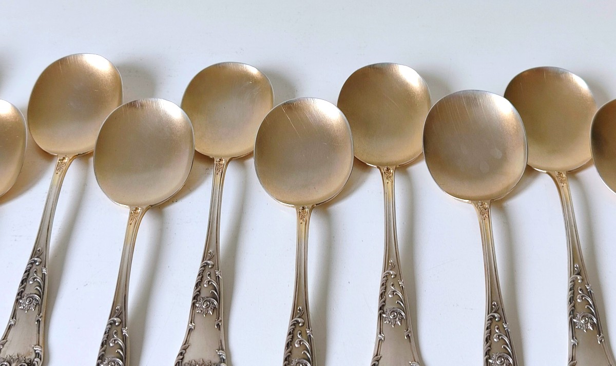Twelve Sterling Silver Ice Cream Spoons-photo-4
