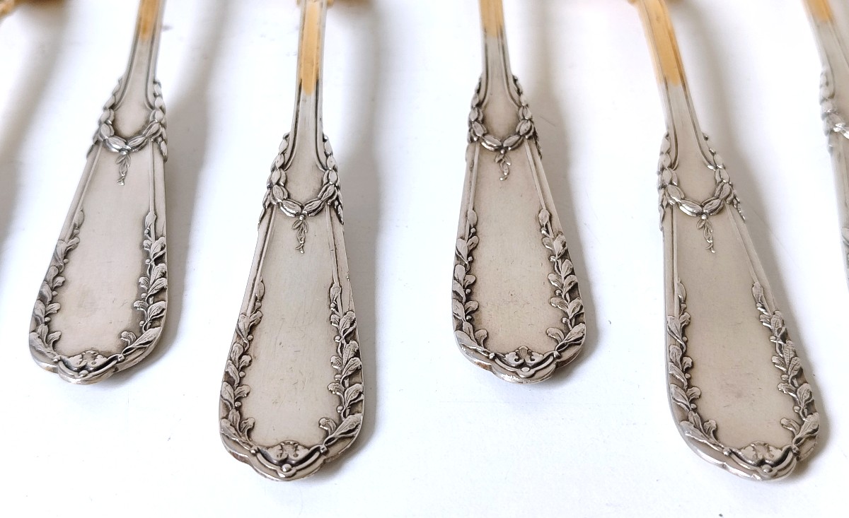 Twelve Oyster Forks In Sterling Silver-photo-4