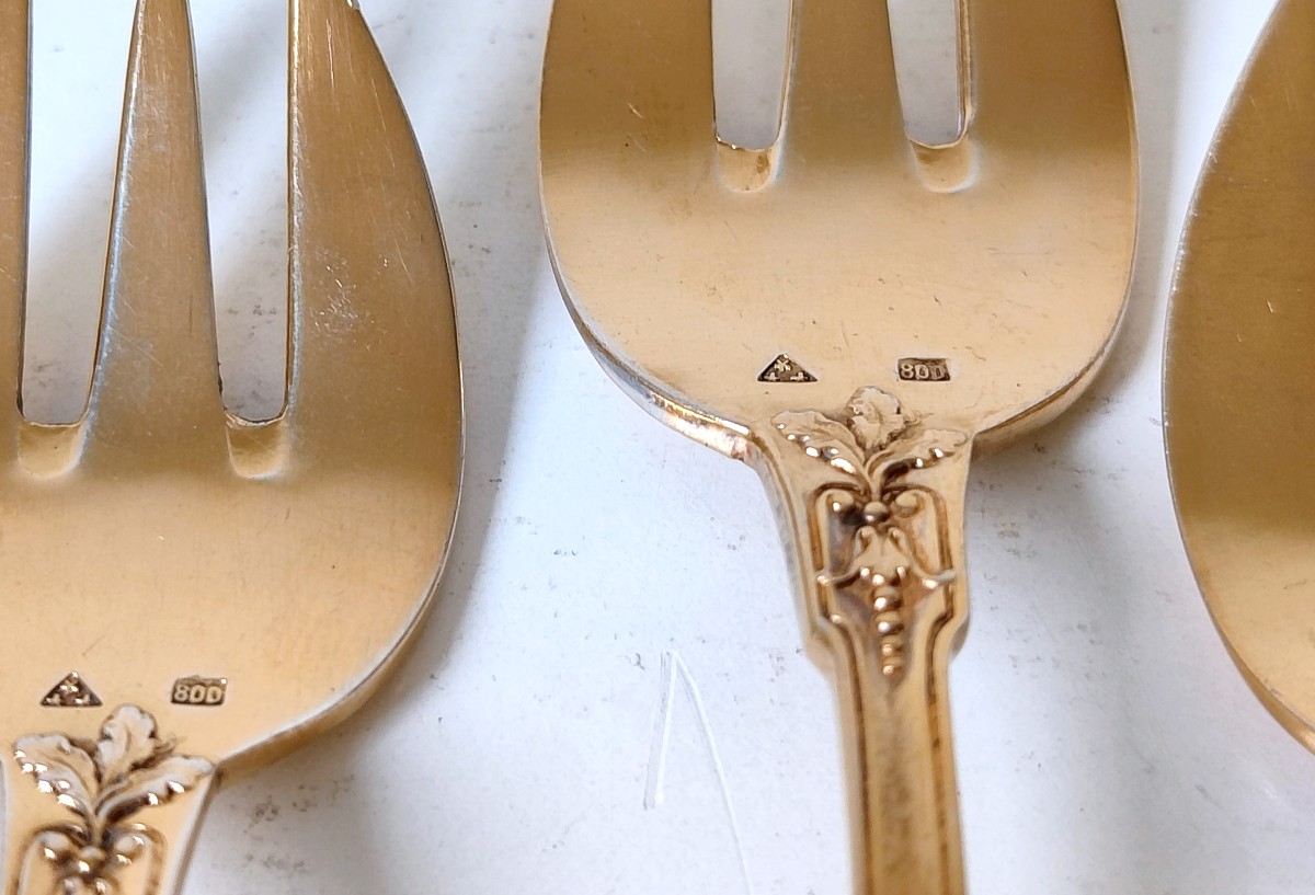 Twelve Oyster Forks In Sterling Silver-photo-3