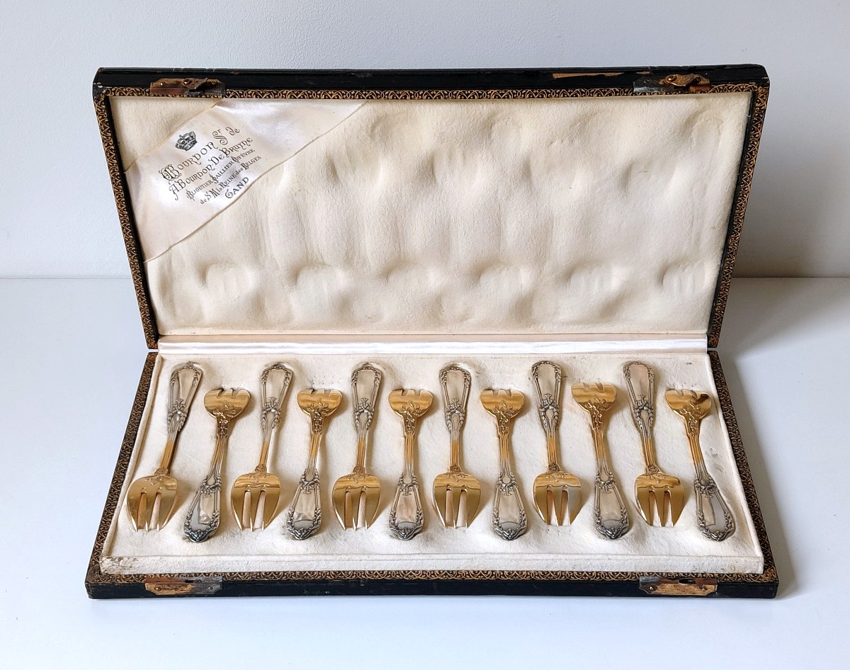 Twelve Oyster Forks In Sterling Silver