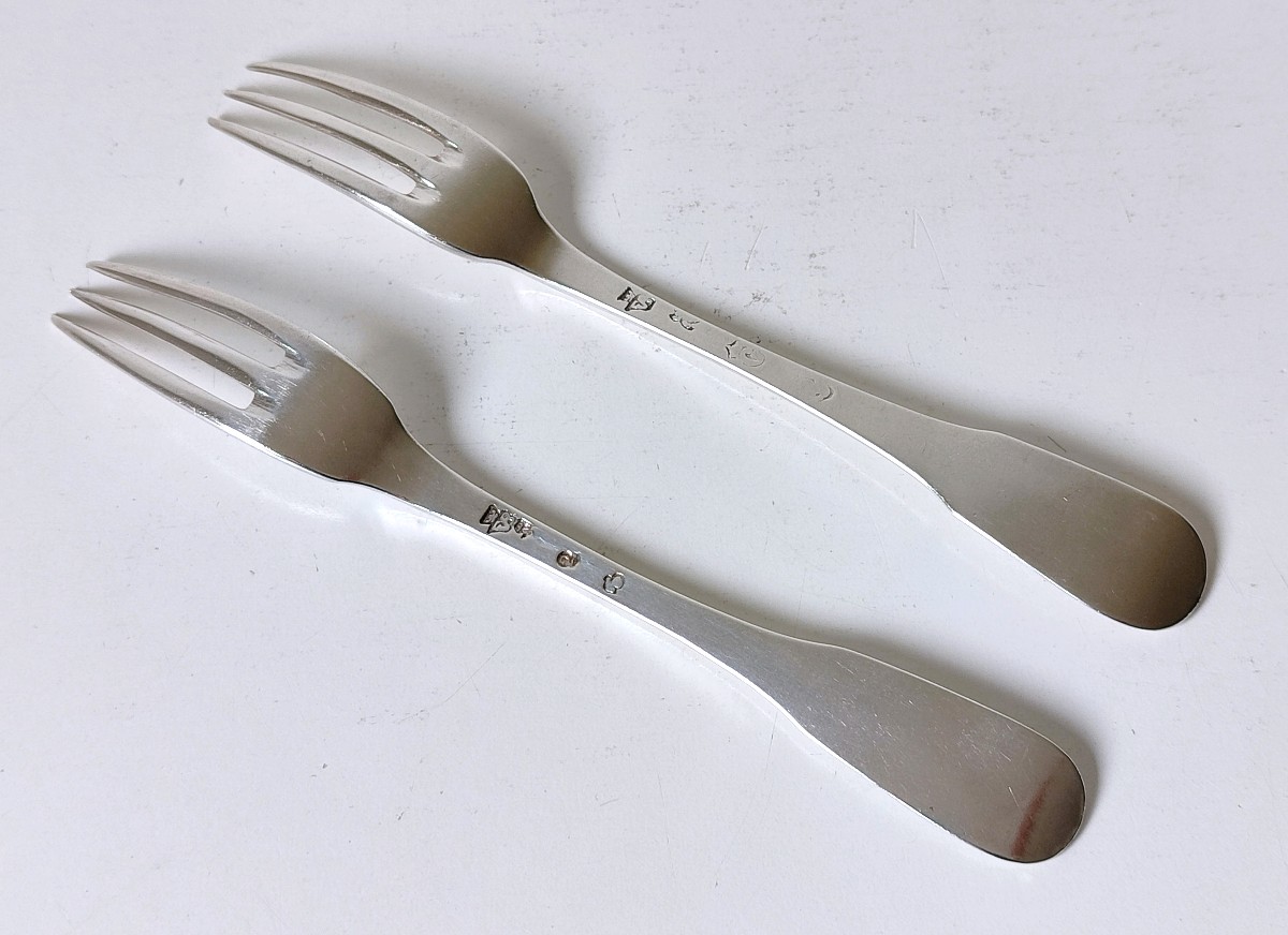 Two Dessert Forks In Sterling Silver 1784 Ghent-photo-2
