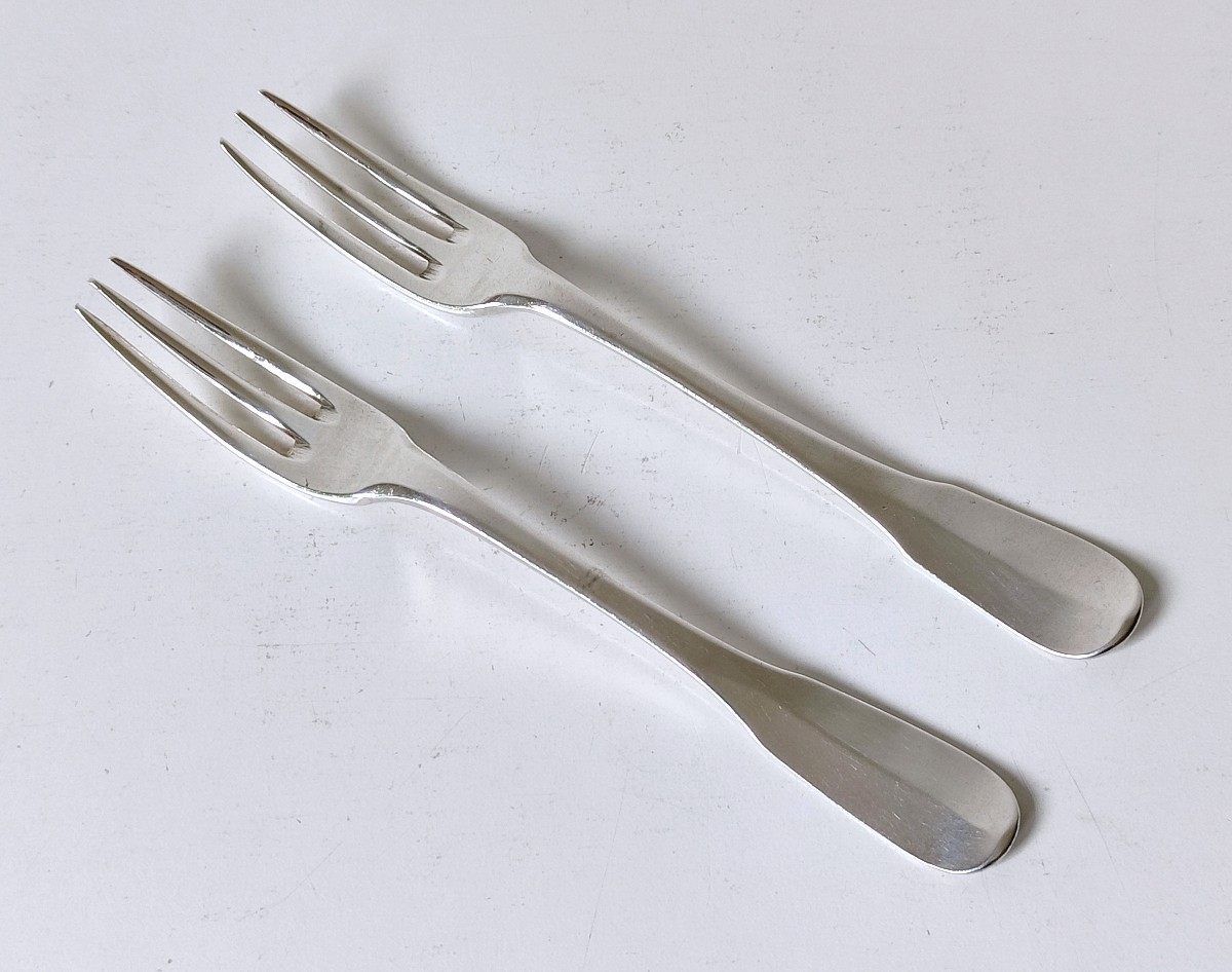 Two Dessert Forks In Sterling Silver 1784 Ghent