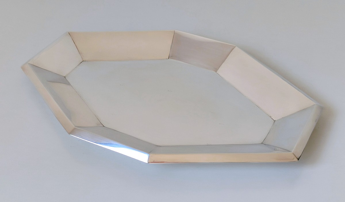 Plateau art deco en argent massif Wolfers 