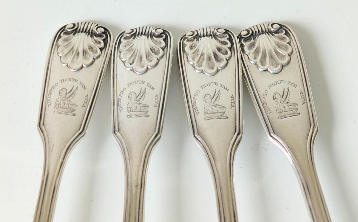 Four Solid Silver Mustard Shovels-photo-4