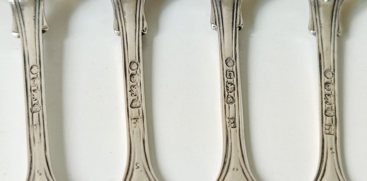 Four Solid Silver Mustard Shovels-photo-2