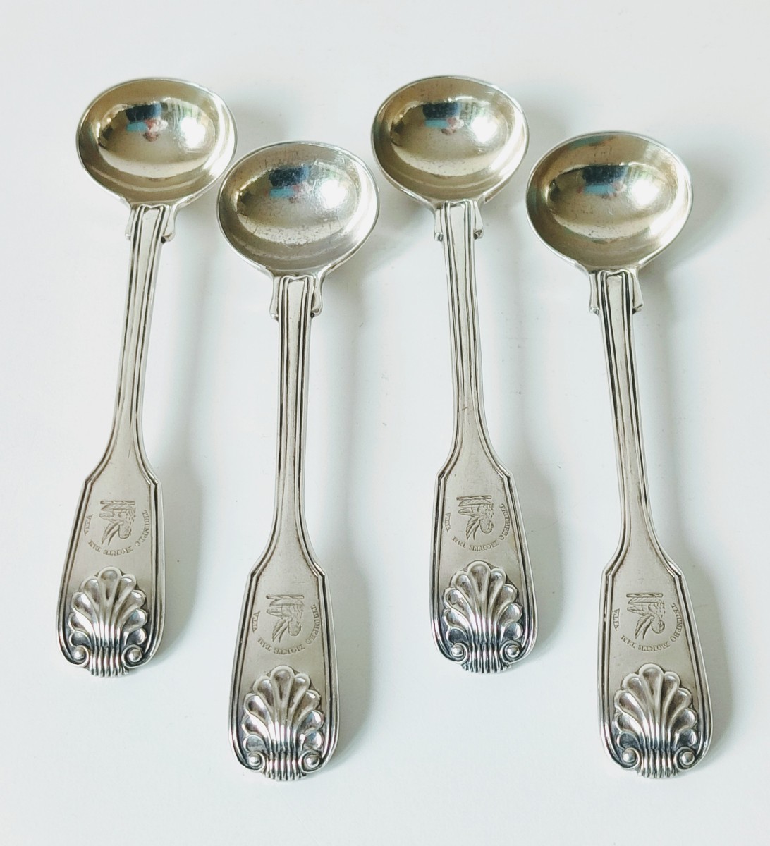 Four Solid Silver Mustard Shovels