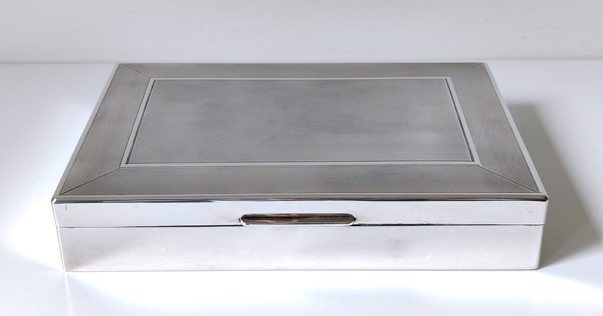 Boîte art deco en argent massif -photo-3