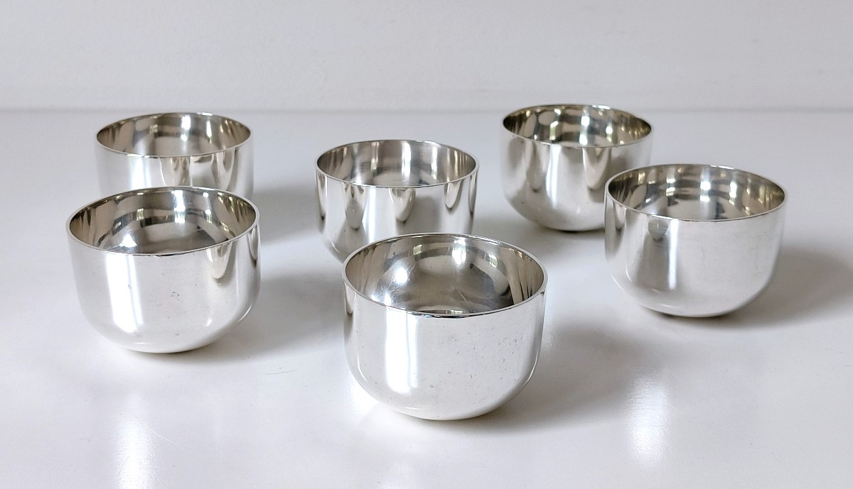 Six gobelets "tumbler cups" en argent massif Arthur Robert Angell -photo-2
