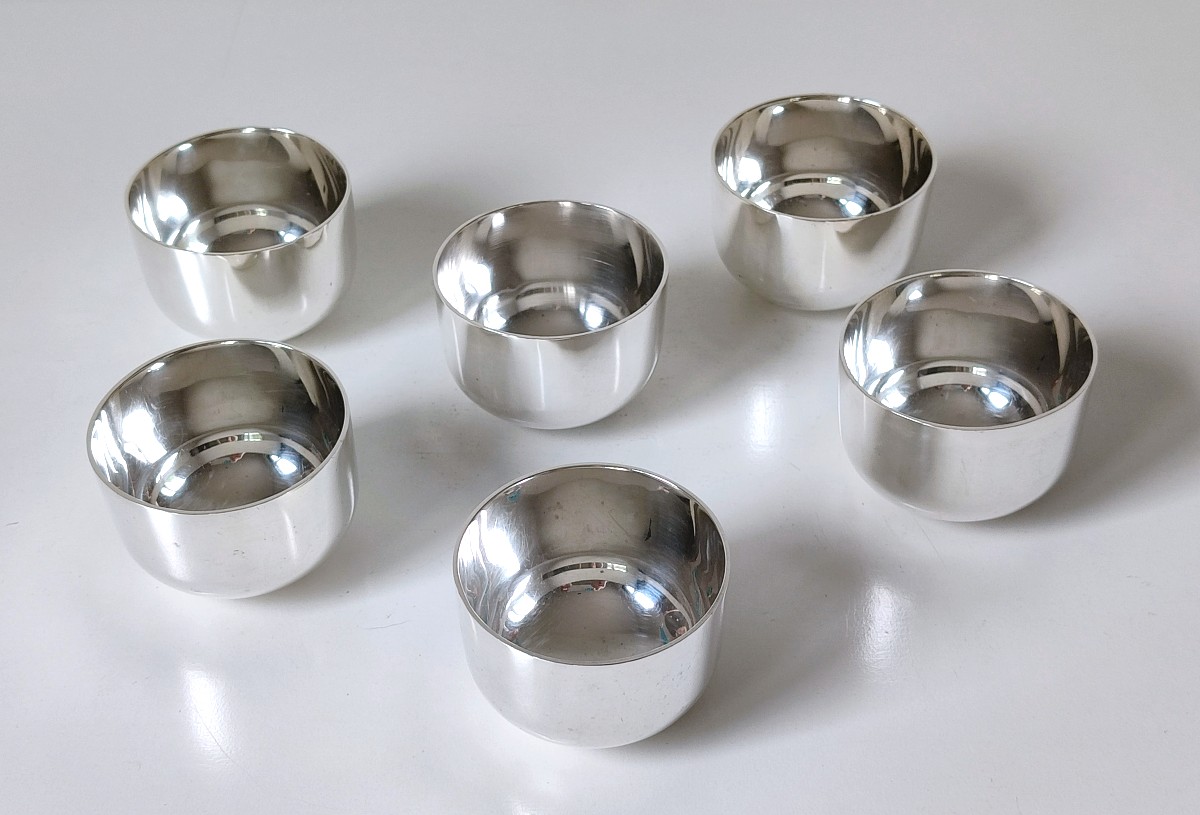 Six gobelets "tumbler cups" en argent massif Arthur Robert Angell -photo-3