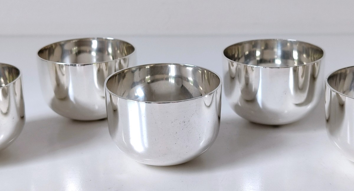 Six gobelets "tumbler cups" en argent massif Arthur Robert Angell -photo-4